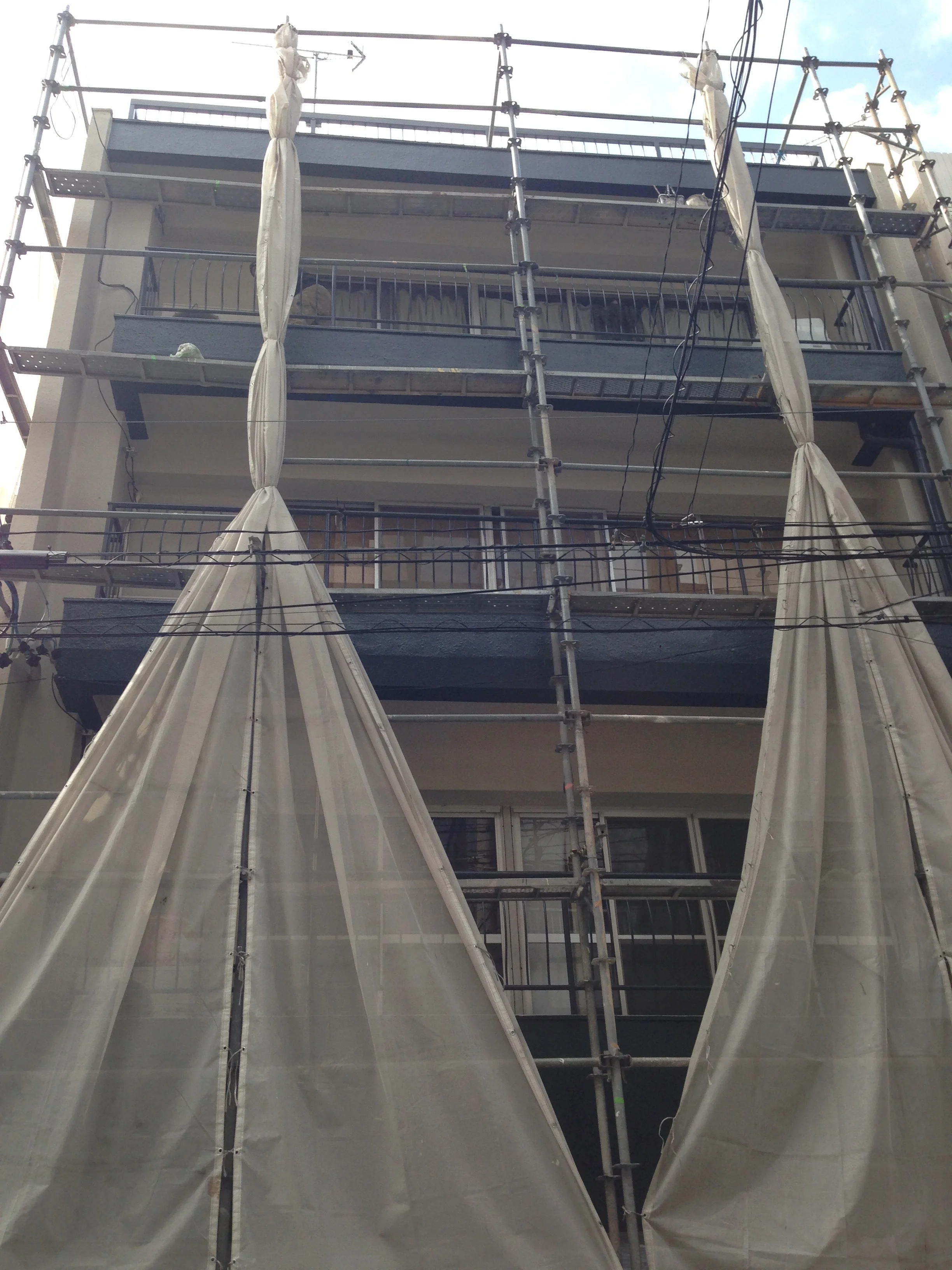 白養生シートによる足場